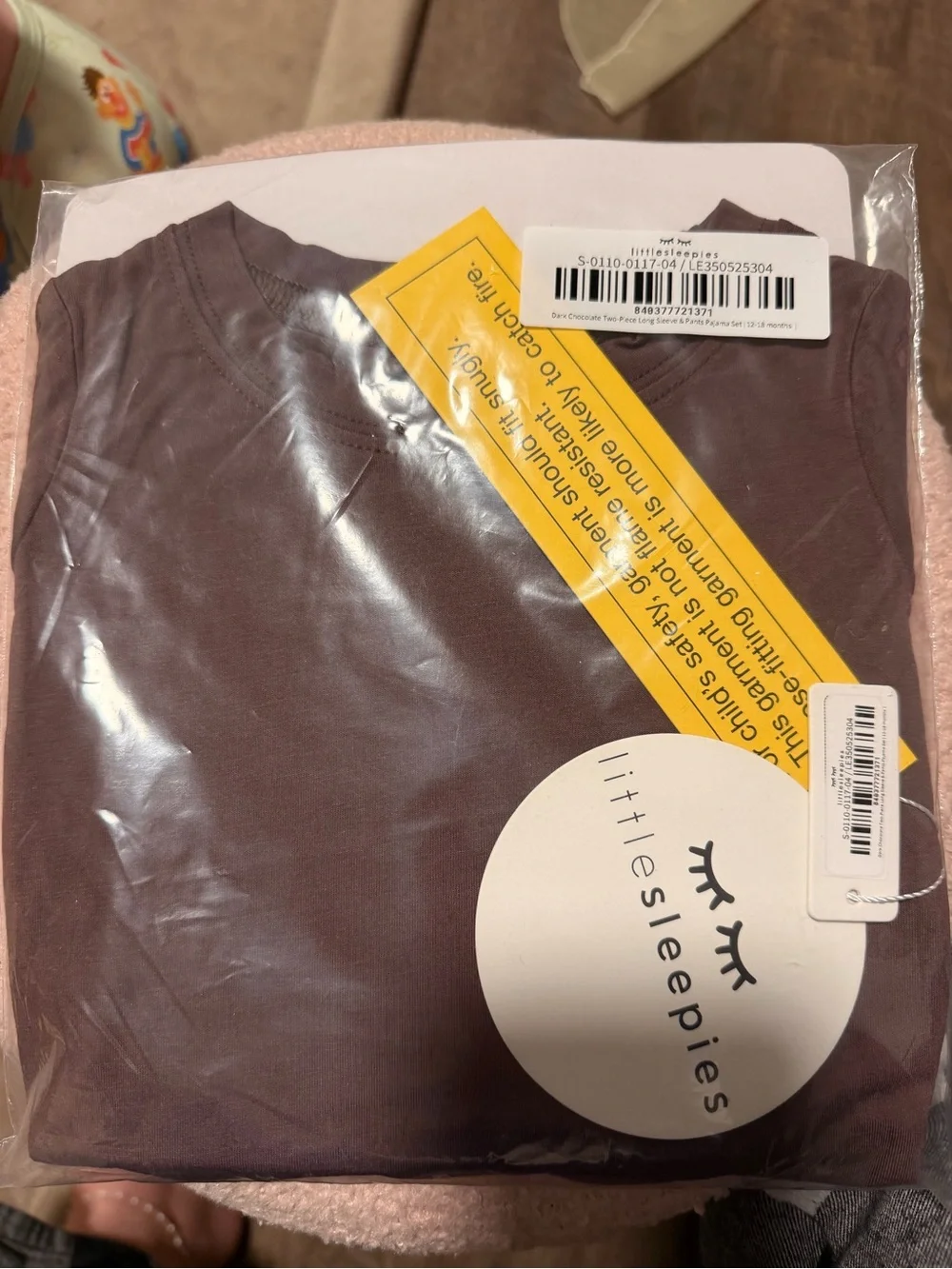 NWT Little Sleepies Chocolate Brown kids 2 piece long sleeve pajama set